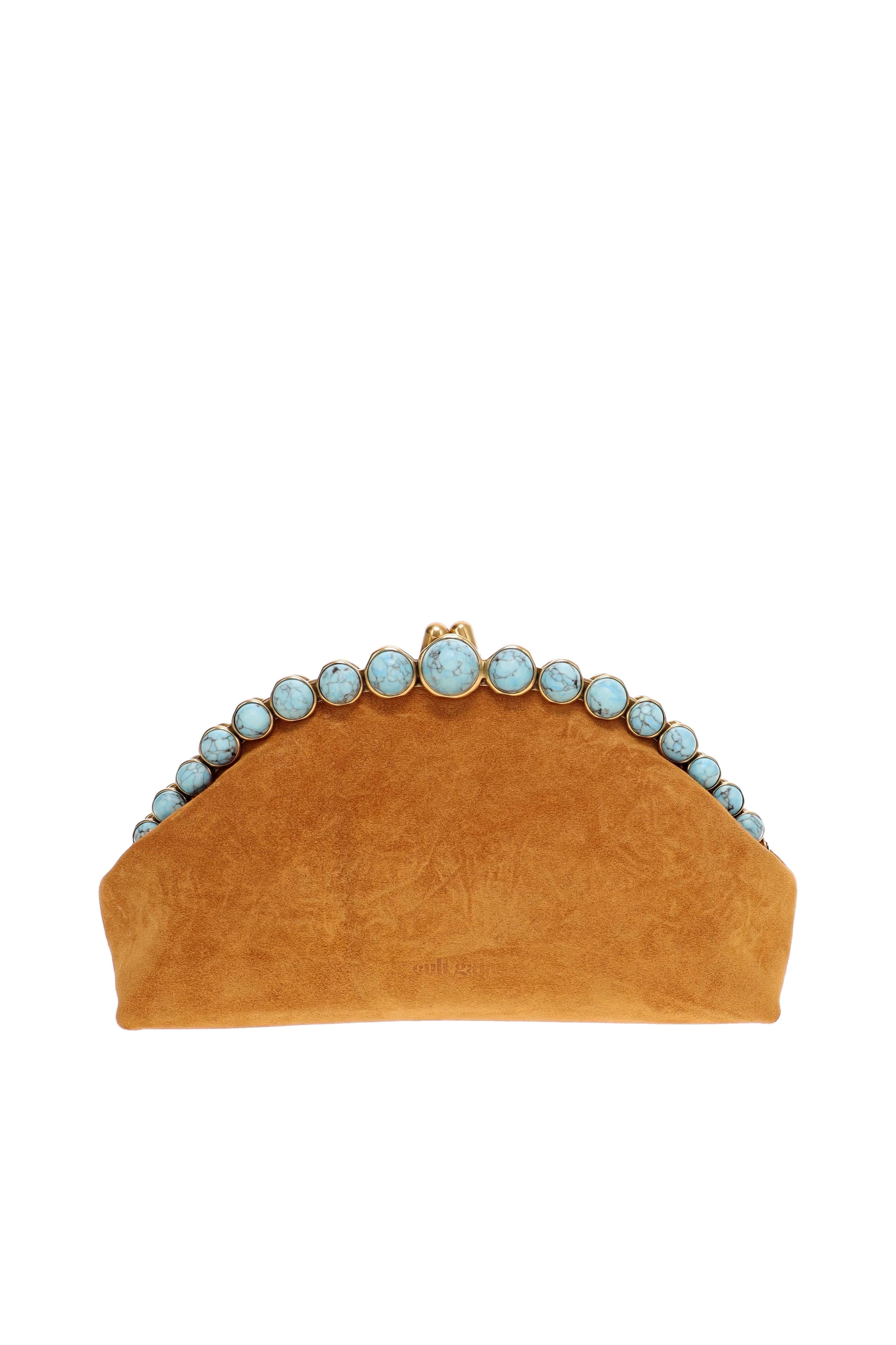 Cult Gaia UNA Toasted Caramel Embellished Clutch