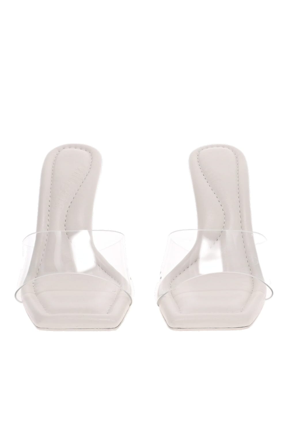 Cult Gaia Mahina Antique White Clear Strap Sculptural Heel Sandals