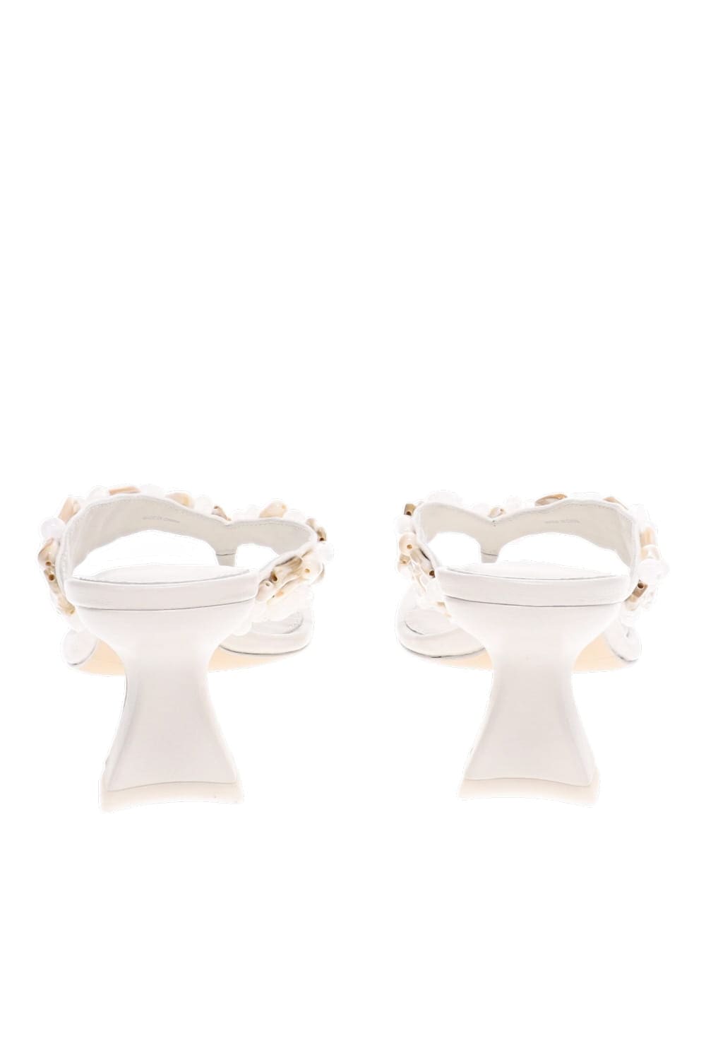 Cult Gaia ABI Antique White Embellished Thong Mid Heel Sandals
