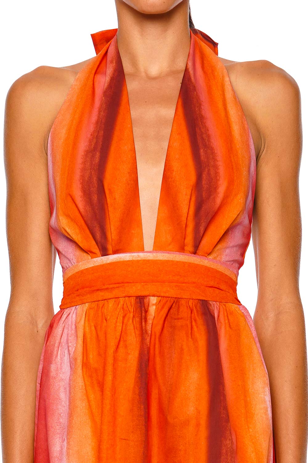 BAOBAB Agustina Mil Colores Orange Halter Mini Dress