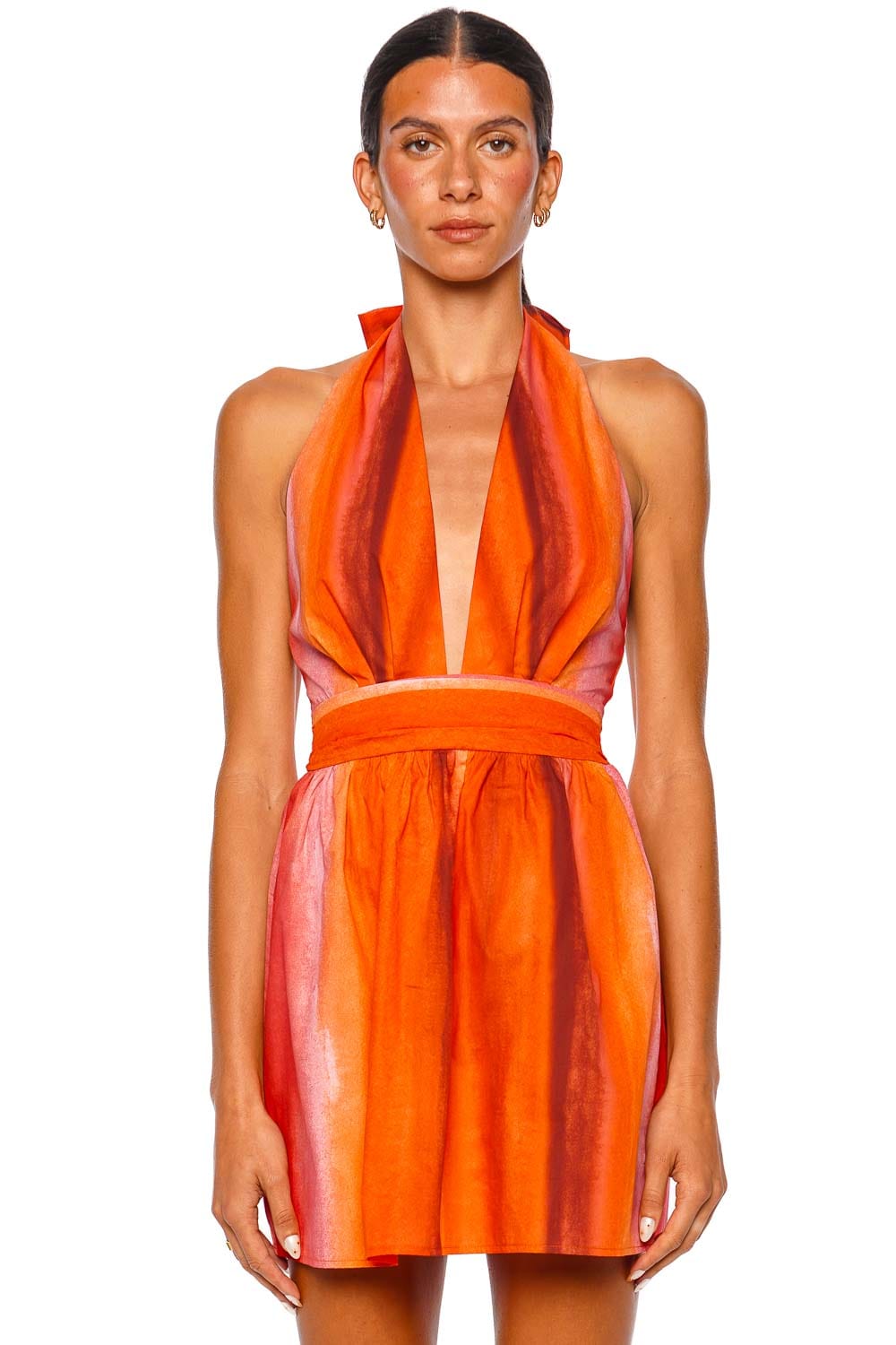BAOBAB Agustina Mil Colores Orange Halter Mini Dress