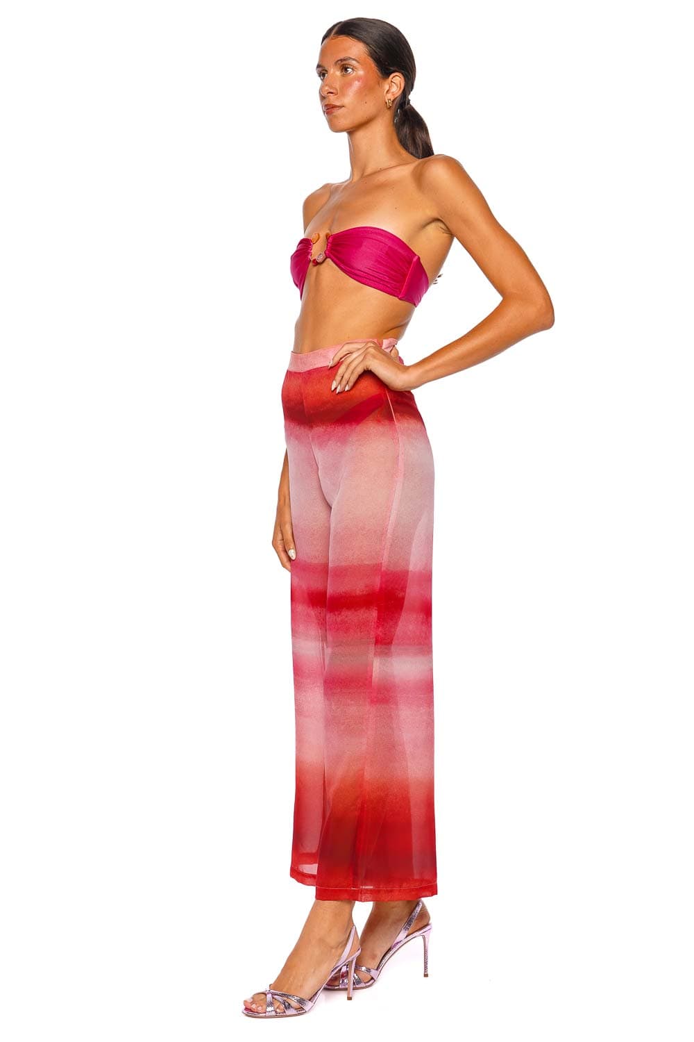 BAOBAB Lulu Pants Flor De Cantuta Pink Red Wide Leg Pants