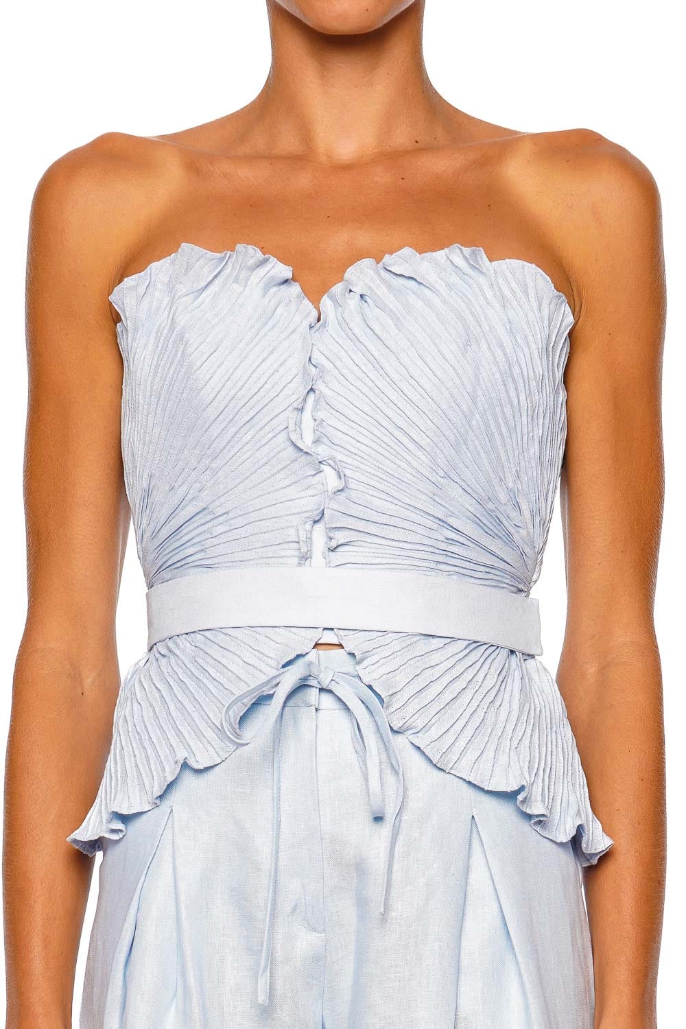 Andres Otalora De Tres Pleated Peplum Strapless Top