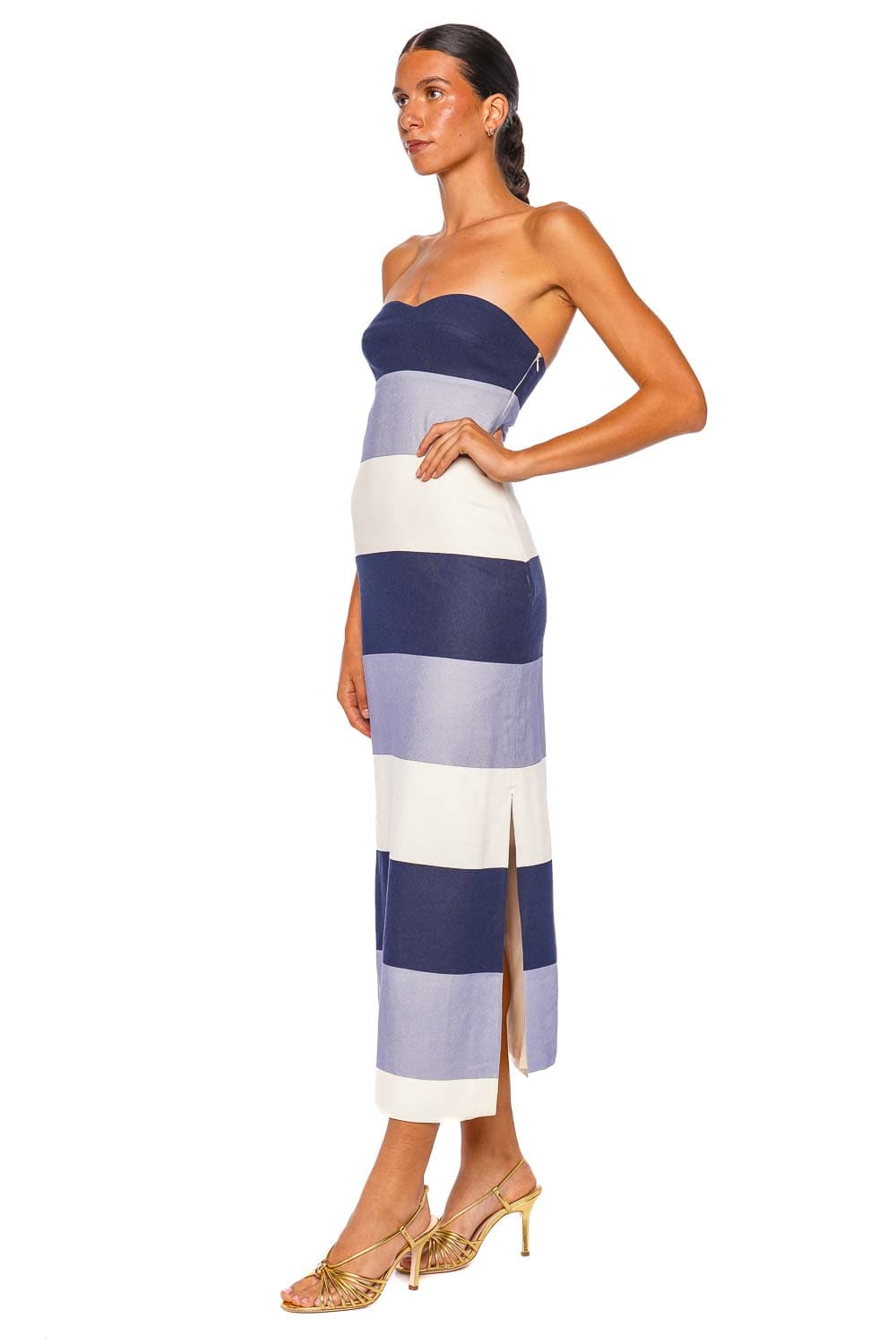 Andres Otalora Sono Veri Strapless Striped Maxi Dress
