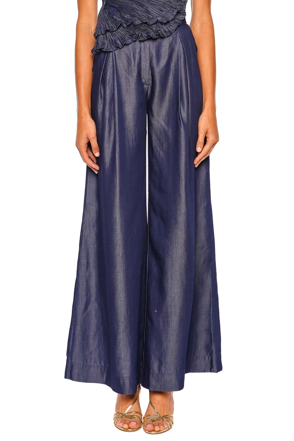 Andres Otalora Nuestro Verano Navy Strapless Wide Leg Jumpsuit