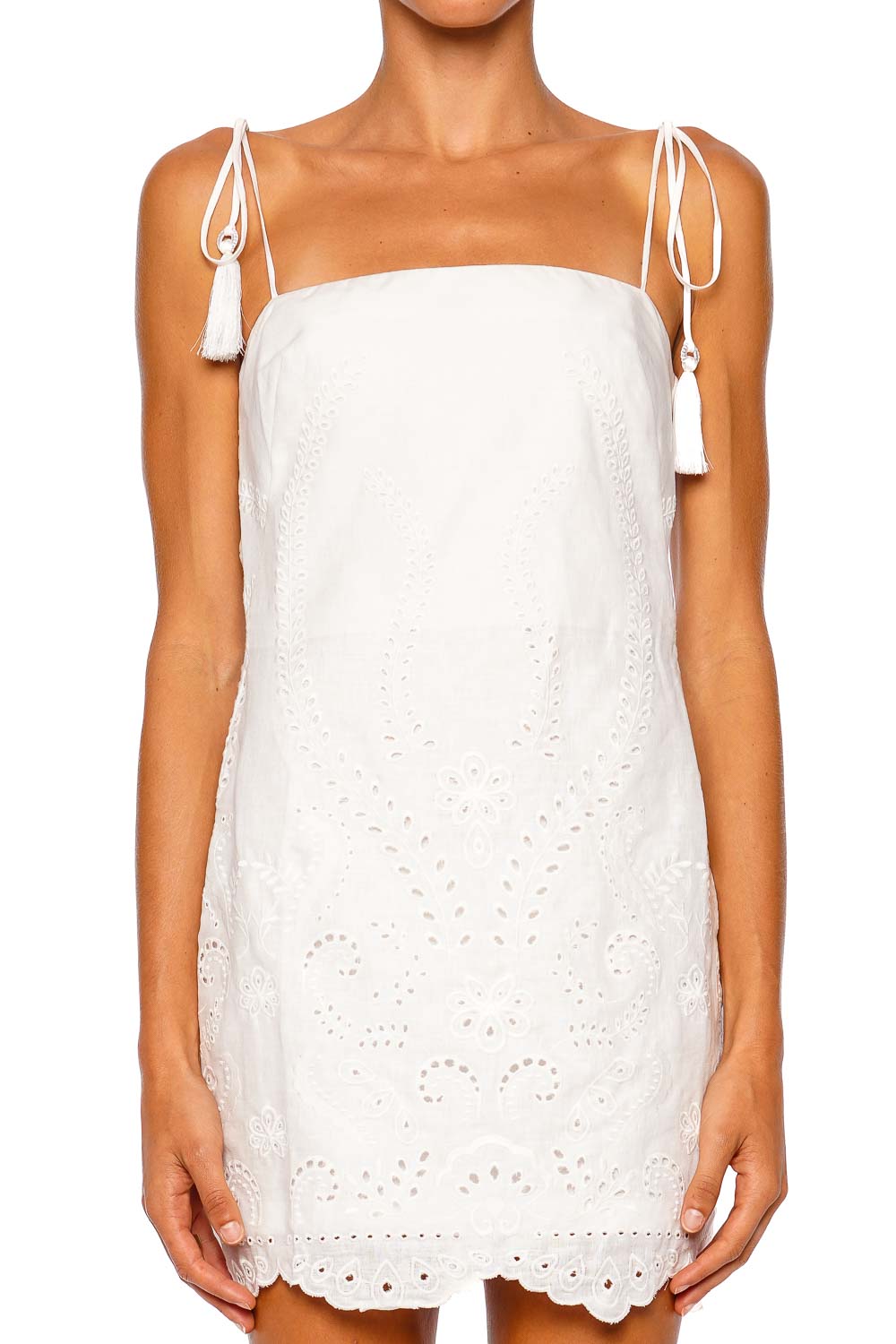 Andres Otalora Luz Nace Off White Tie Strap Mini Dress