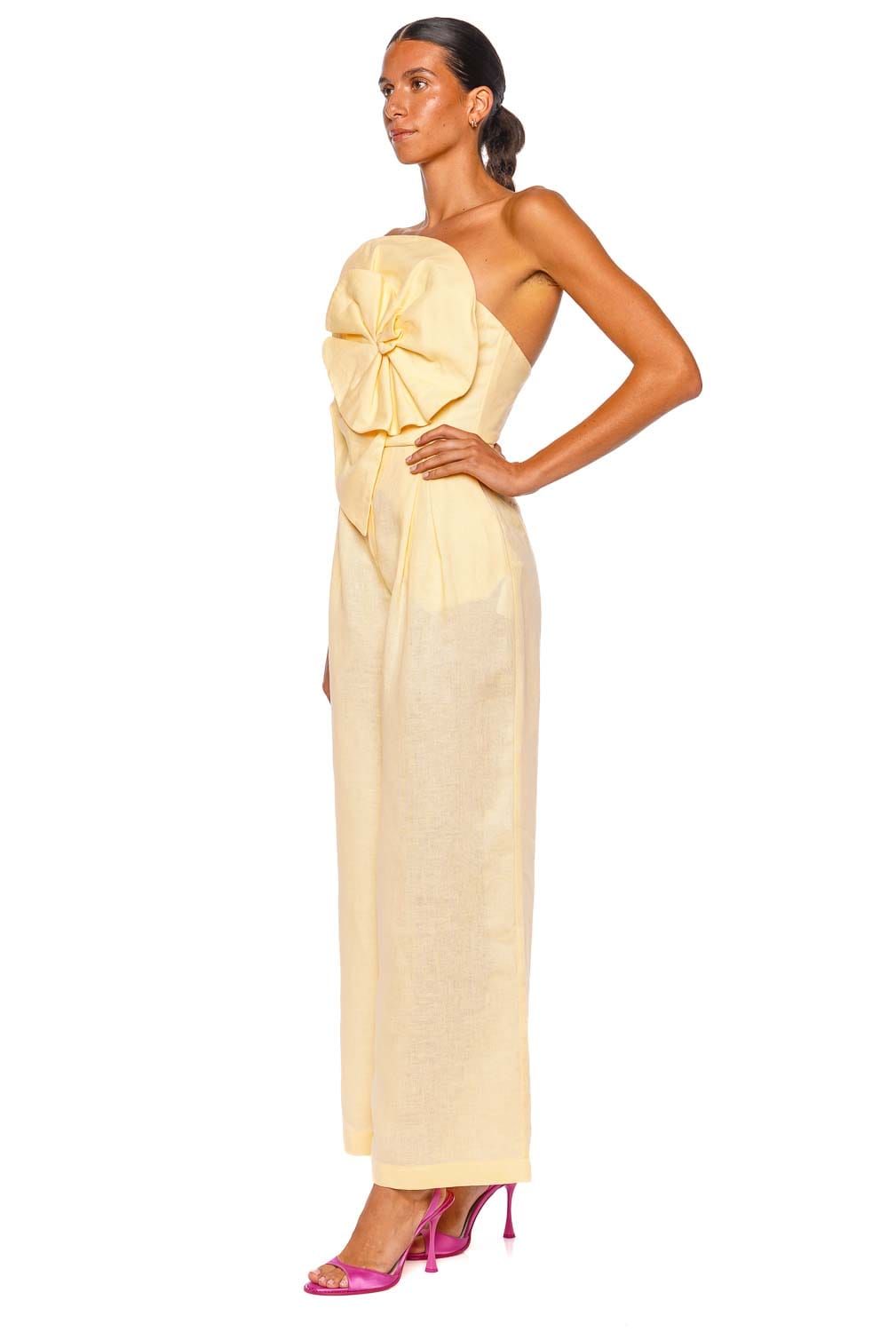 Andres Otalora Synde Butter Yellow Linen Wide Leg Pant