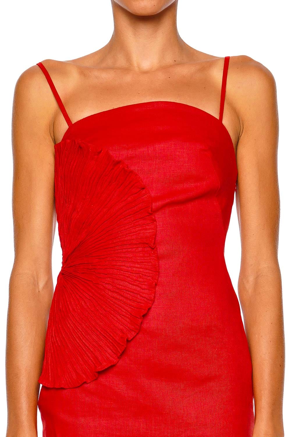 Andres Otalora Respiro Lento Coral Strappy Mini Dress