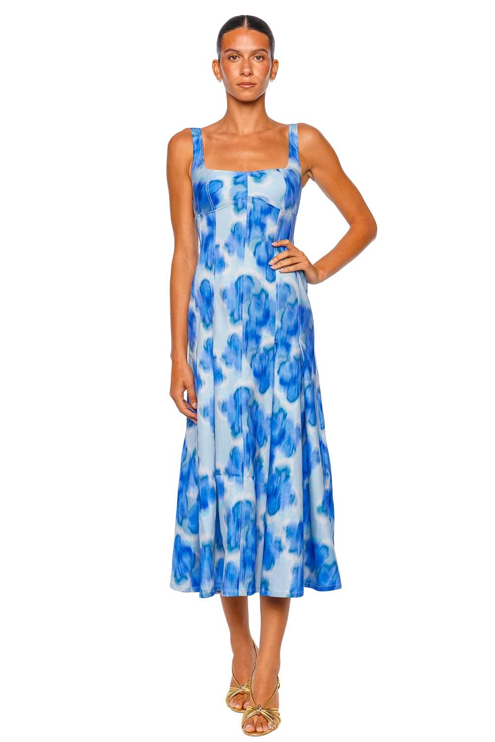dress blue charlies Plaid Square Neck Short Sleeve Light / L 100% polyester Care instructions Tencel Sleeveless Smocked Maxi Dress