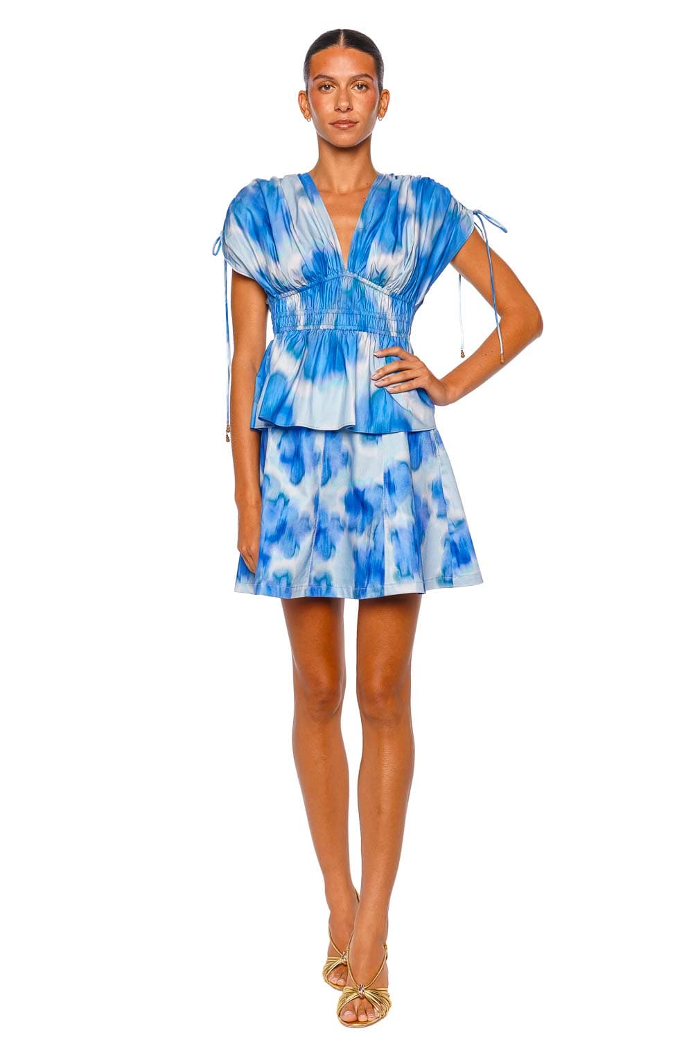 CLEA Felipe Floralis Blue A Line Mini Skirt