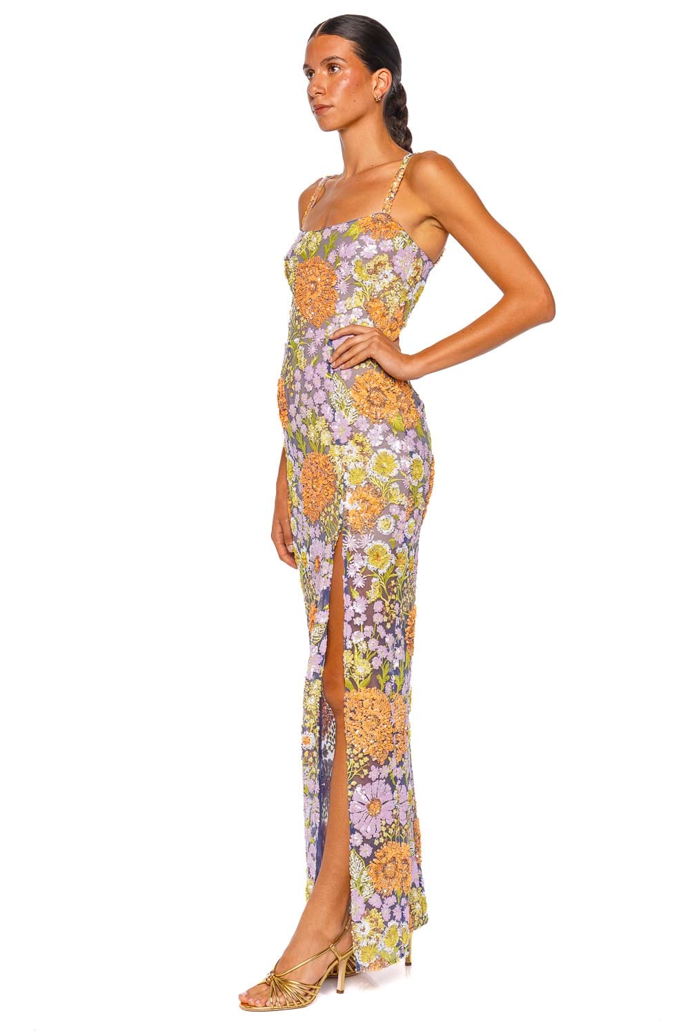 Bronx and Banco Veronica Lilac Multi Strappy Maxi Dress