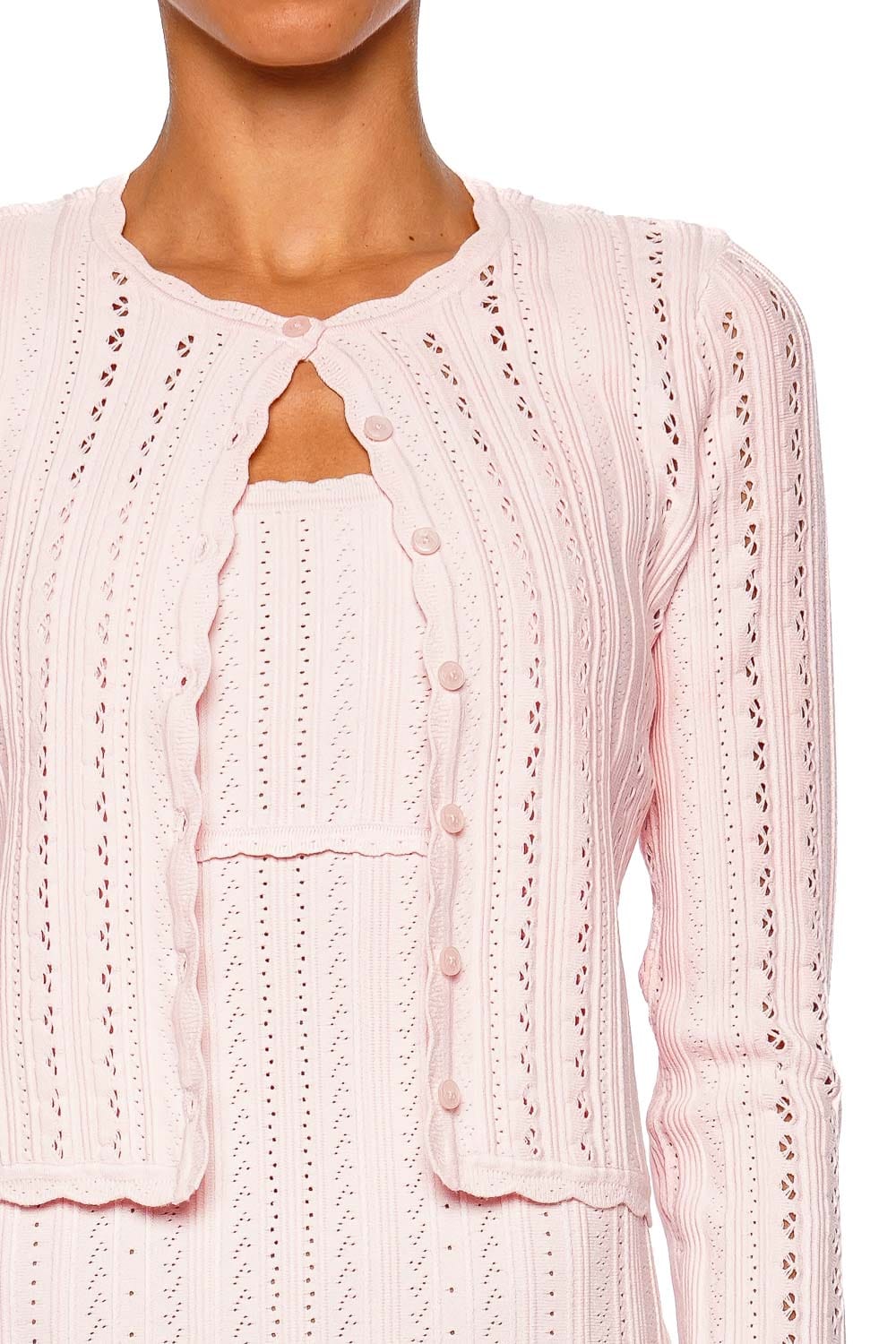 LoveShackFancy Peridot Peach Sorbet Long Sleeve Cropped Cardigan