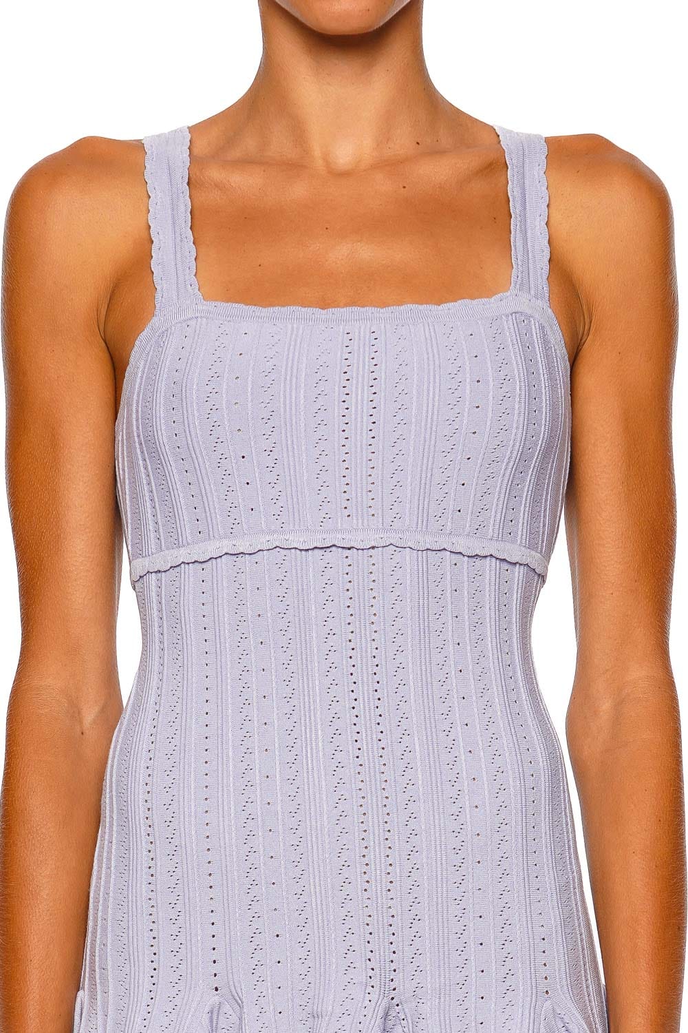 LoveShackFancy Tabatha Moonwash Strappy Knit Mini Dress