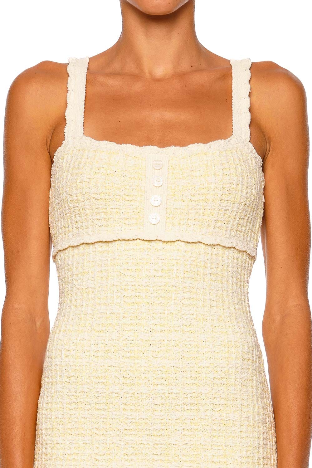 LoveShackFancy Etna Daylily Yellow Strappy Mini Dress