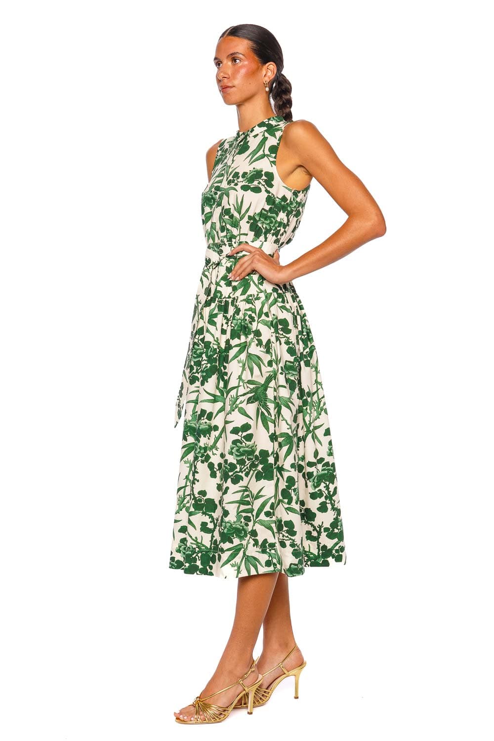 Cara Cara Atlas Dress Green Sleeveless Midi Dress