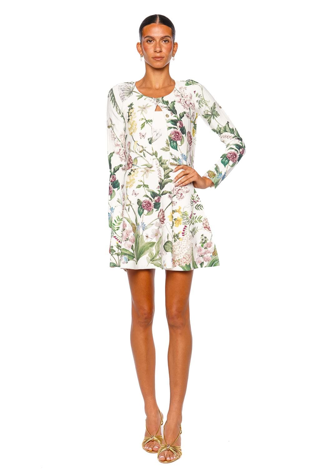 Cara Cara Rose Cardigan 9585 Bloomsfield Ivory Long Sleeve Cropped Cardigan