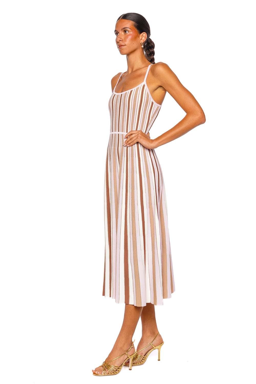 Cara Cara Margie Dress Blush Stripe Sleeveless Midi Dress