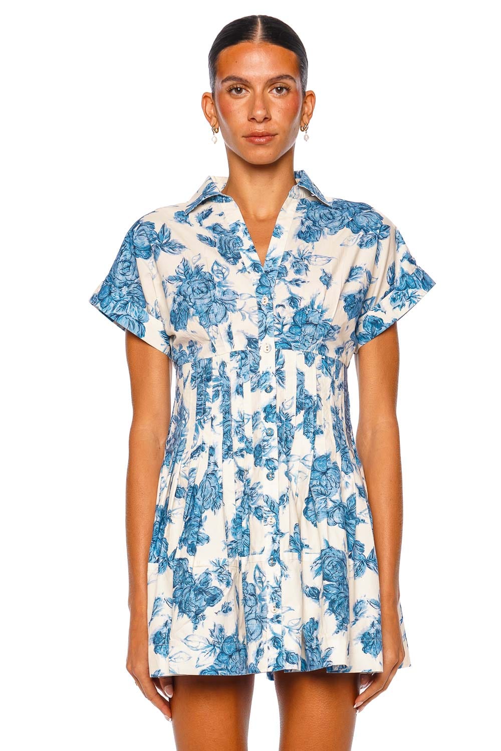 Cara Cara Nash Blue Short Sleeve Mini Dress