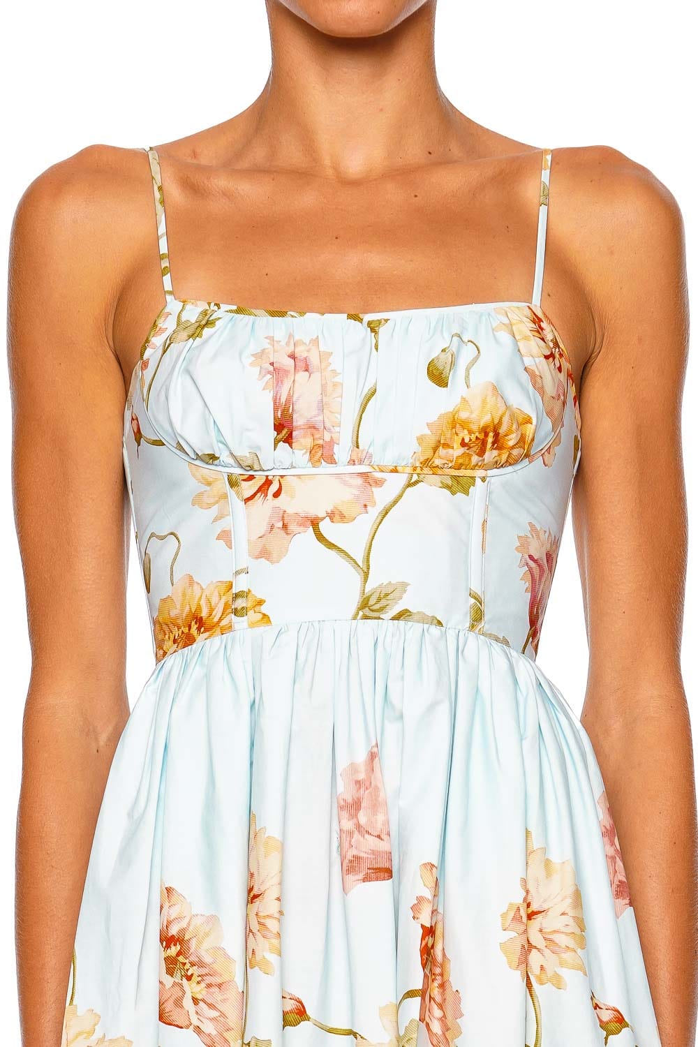 Cara Cara Alba Sky Floral Strappy Midi Dress