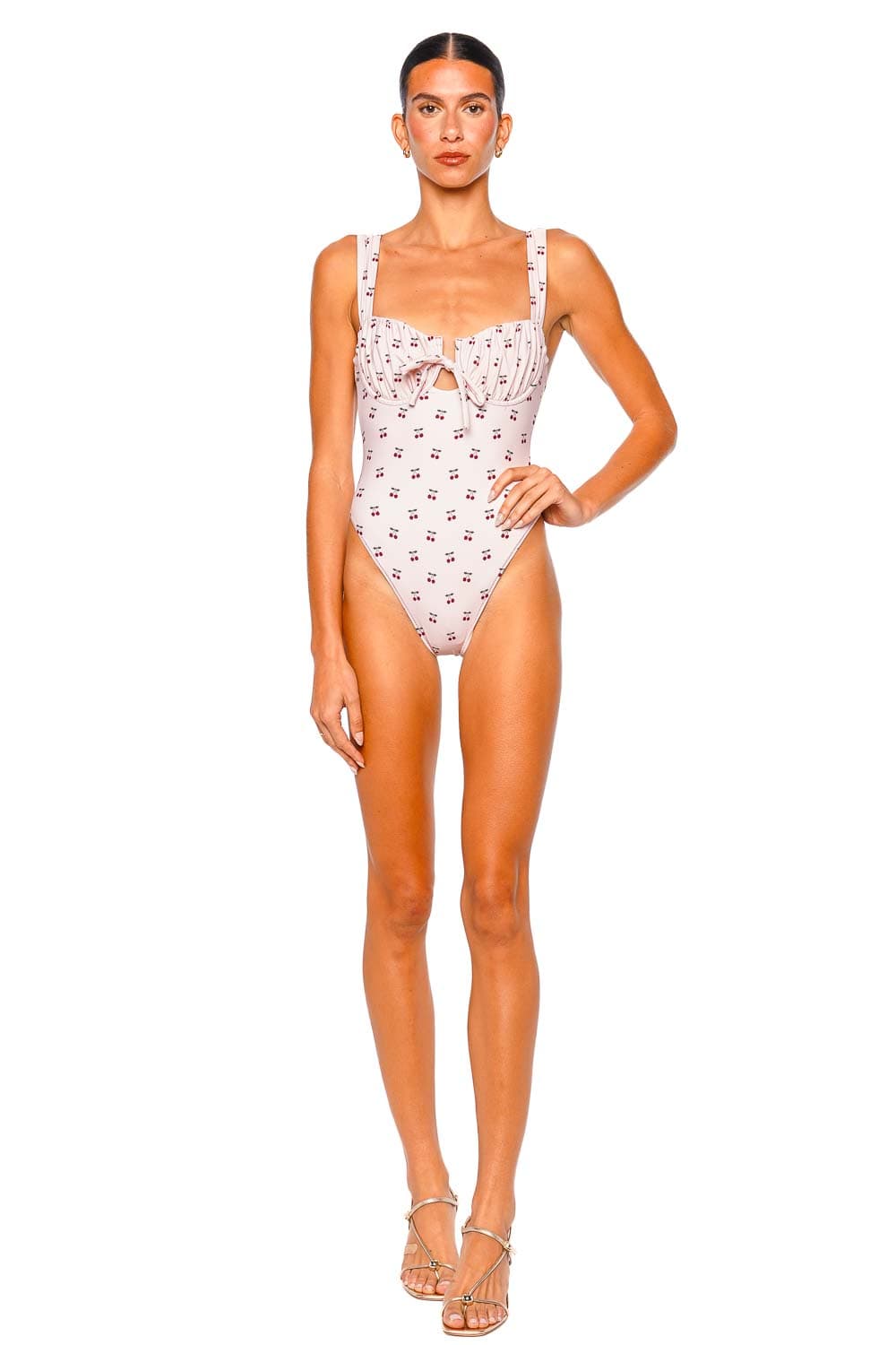 Montce Swim Petal Variation Cherries Print One Piece Swimsuit