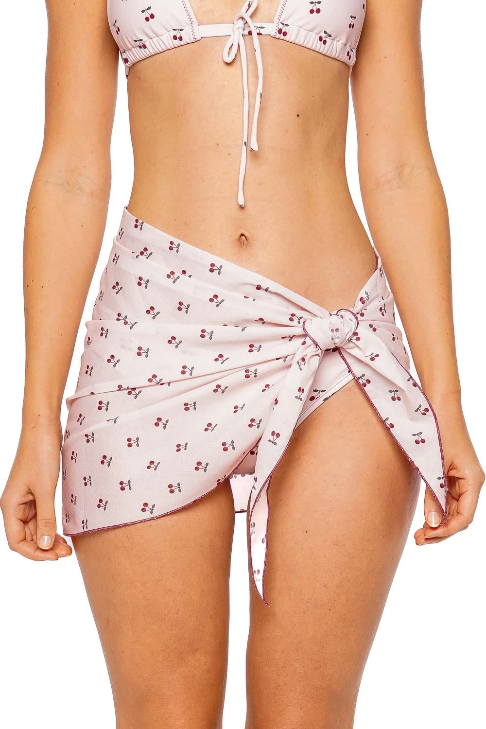 Montce Swim Cherry Print Classic Sarong Wrap Skirt