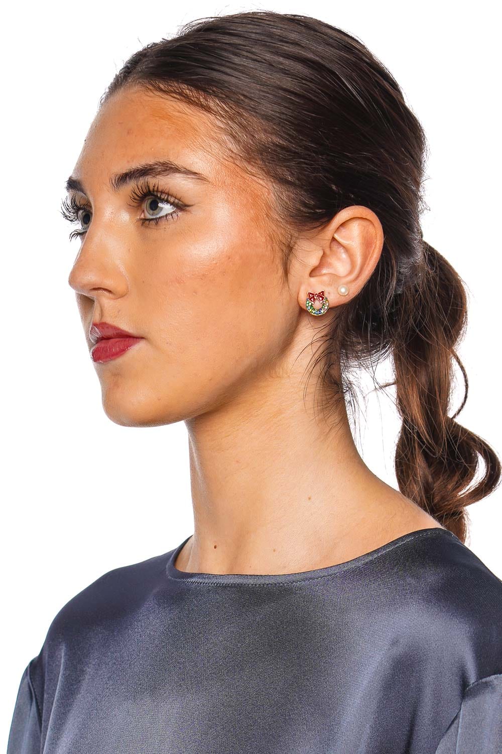 BaubleBar Deck the Halls Multi Gold Stud Earrings