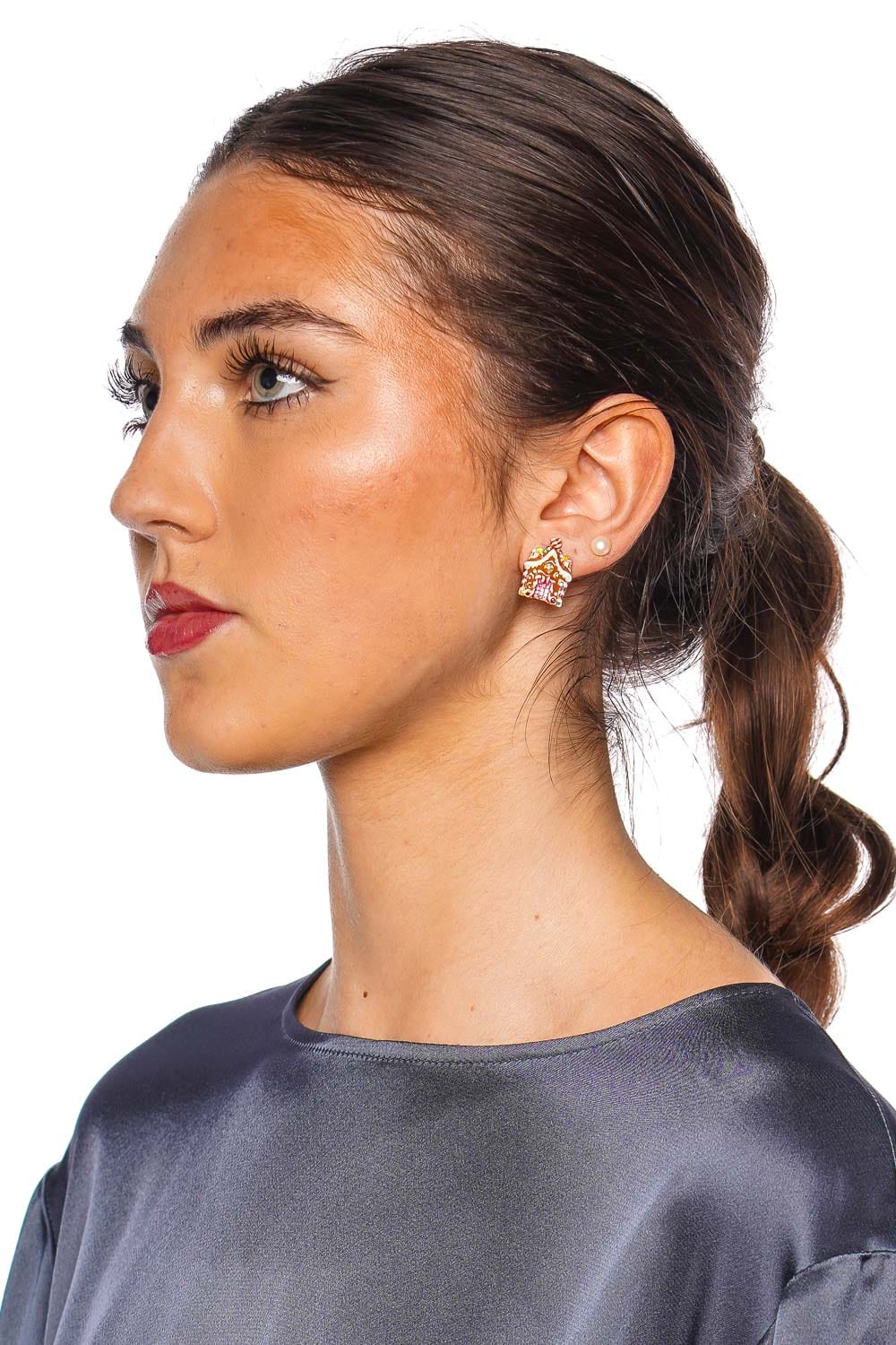 BaubleBar Sweet Noel Gingerbread Multi-Color House Earrings