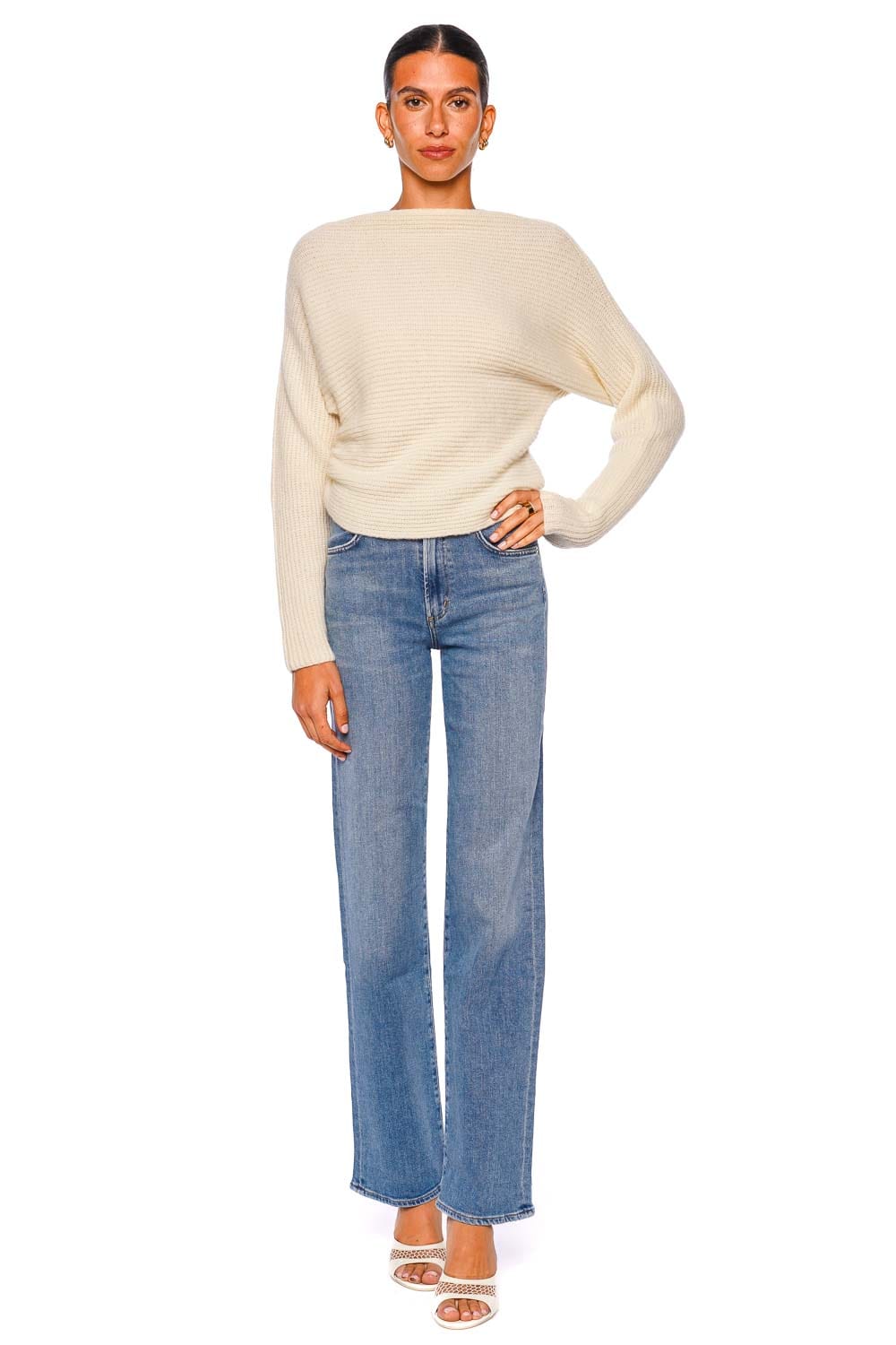 LAPOINTE Cream Asymmetric Cashmere Sweater
