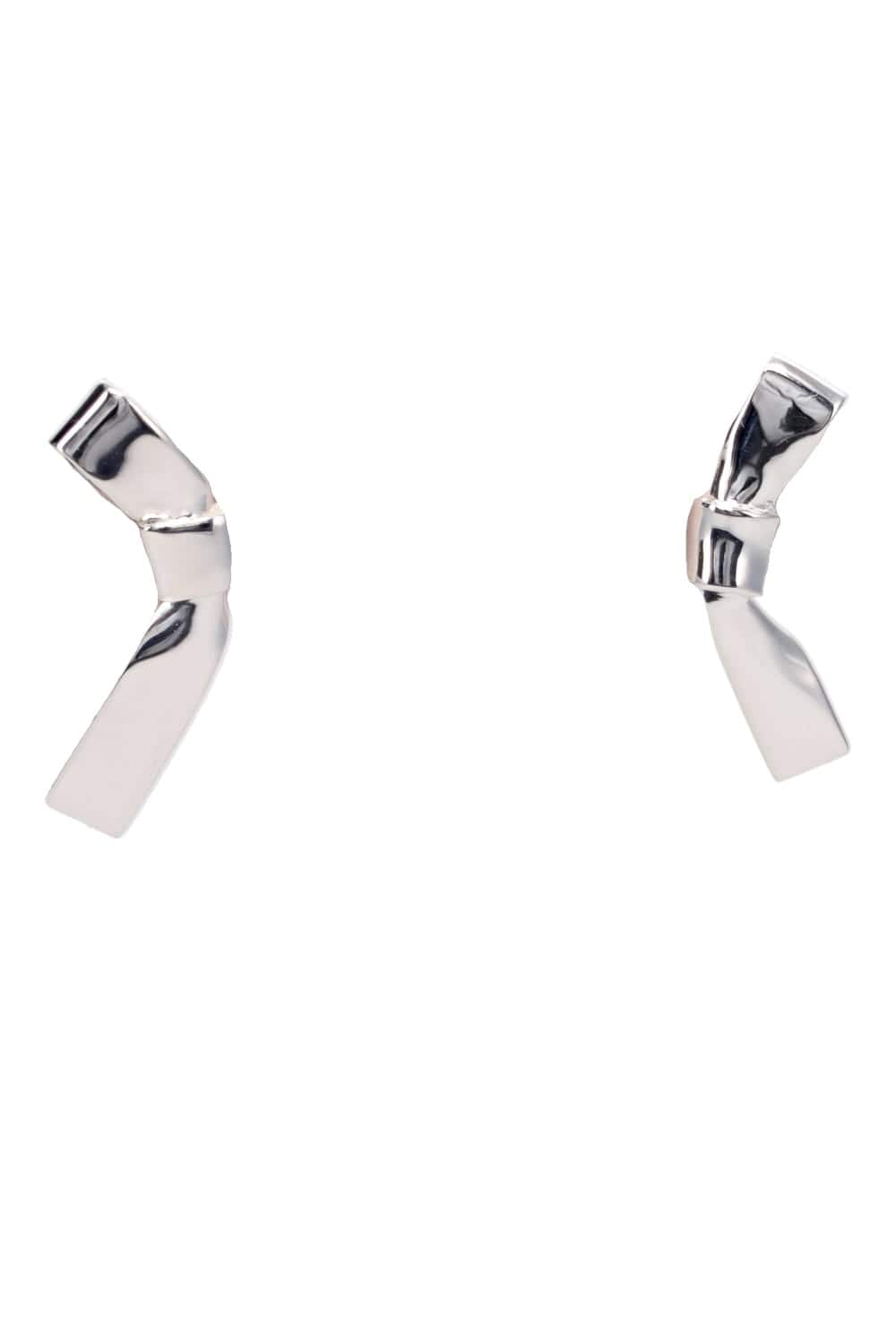 Annika Inez Small Cravat Silver Sculptural Drop Earrings