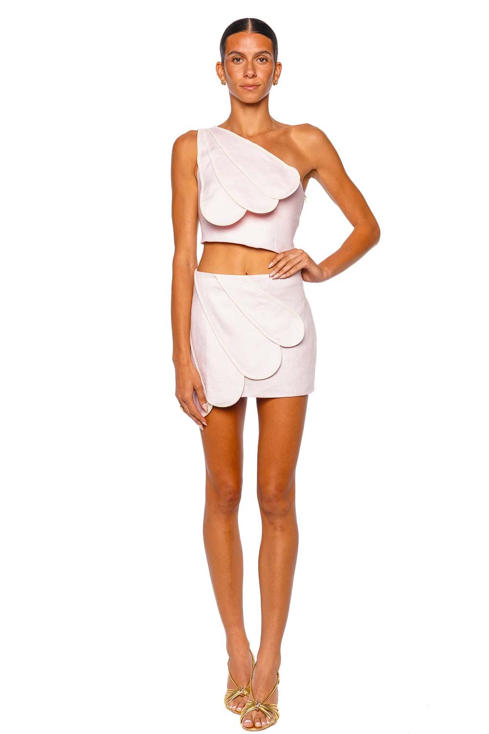 Azulu Sandy Top Ballet Pink One Shoulder Crop Top