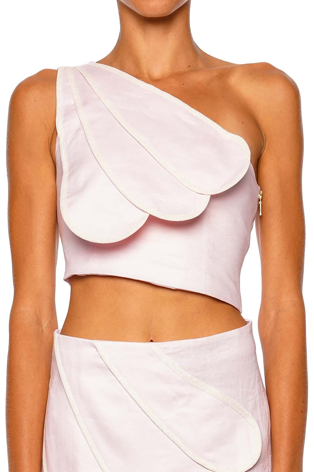 Azulu Sandy Top Ballet Pink One Shoulder Crop Top