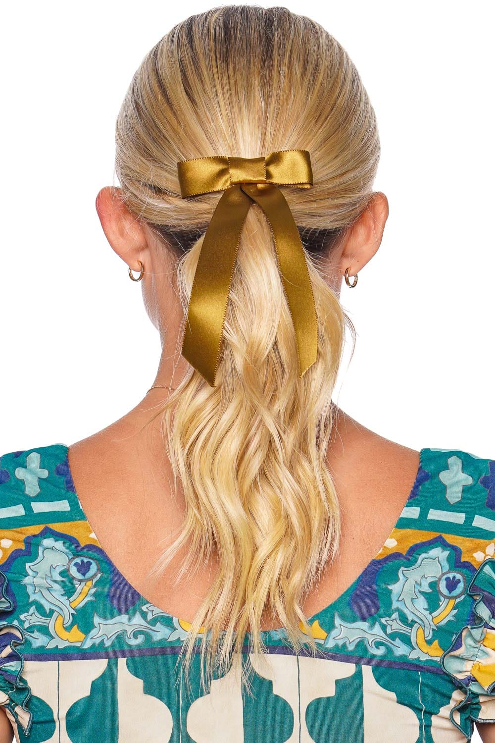 Jennifer Behr Olive Satin Bow Barrette