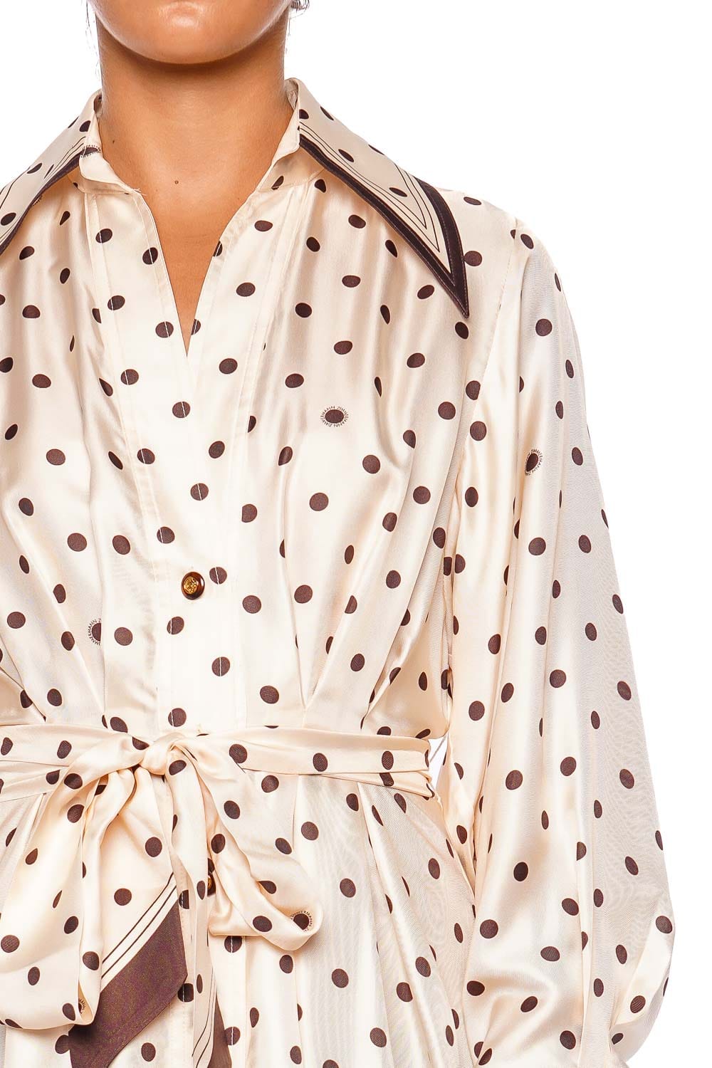 ZIMMERMANN Dot Tuck Silk Scarf Mini Shirt Dress