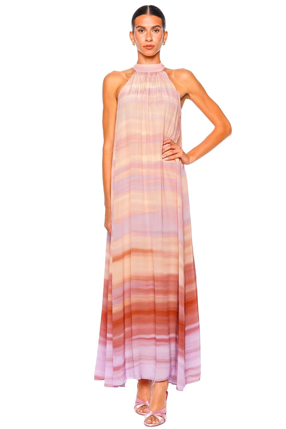Hemant and Nandita Asma Multi Back Tie Halter Maxi Dress