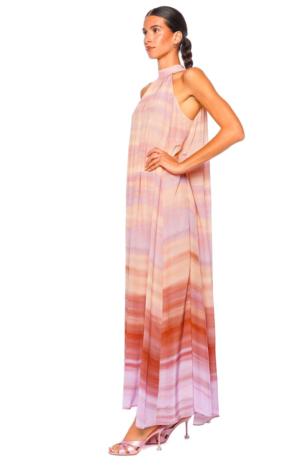 Hemant and Nandita Asma Multi Back Tie Halter Maxi Dress