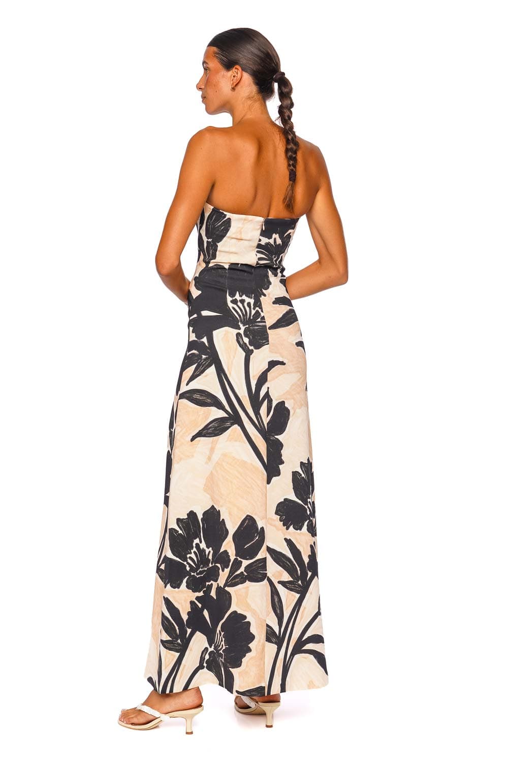 Cara Cara Benita Flora Shadow Ginger Strapless Maxi Dress
