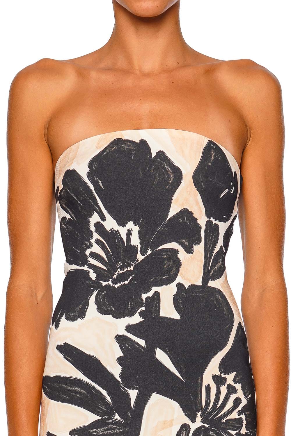 Cara Cara Benita Flora Shadow Ginger Strapless Maxi Dress