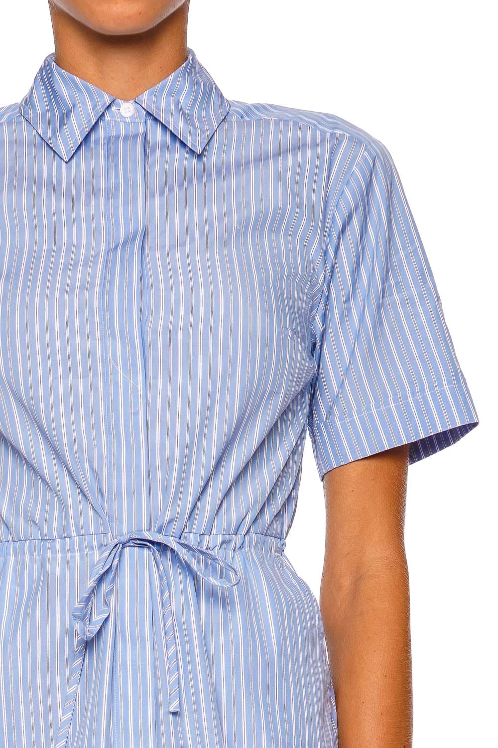 SIMKHAI Calder Oxford Blue Stripe Short Sleeve Mini Dress