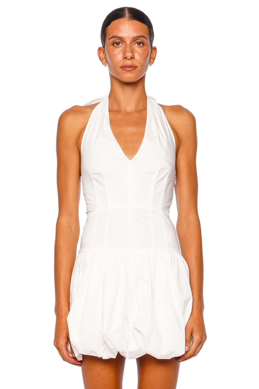 SIMKHAI Brooke White Halter Mini Dress
