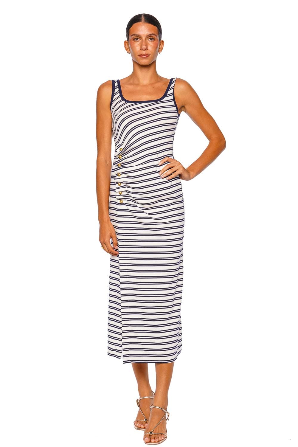 SIMKHAI Becker Midnight Stripe Jersey Midi Dress