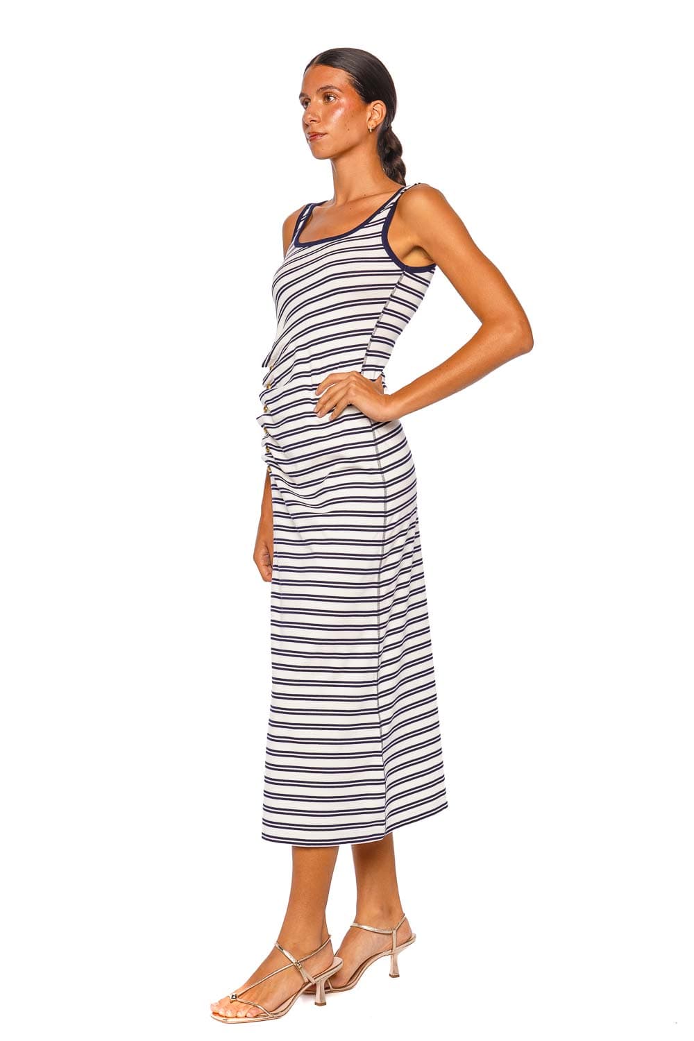 SIMKHAI Becker Midnight Stripe Jersey Midi Dress
