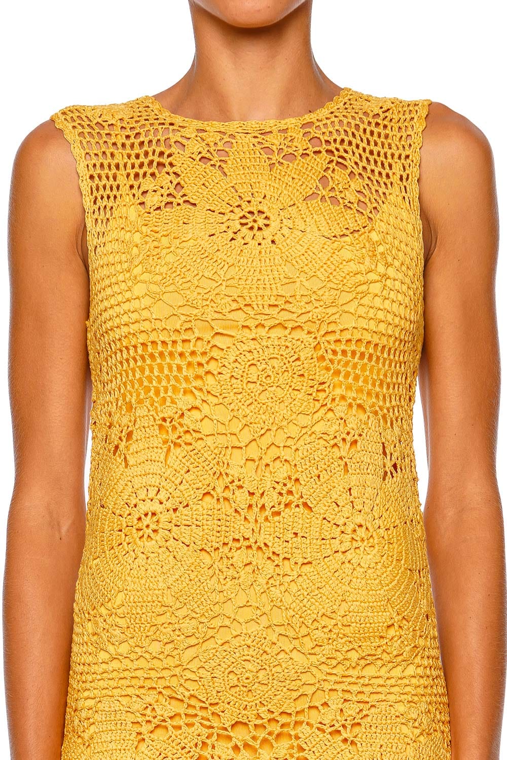 SIMKHAI Fynch Mango Sleeveless Crochet Mini Dress