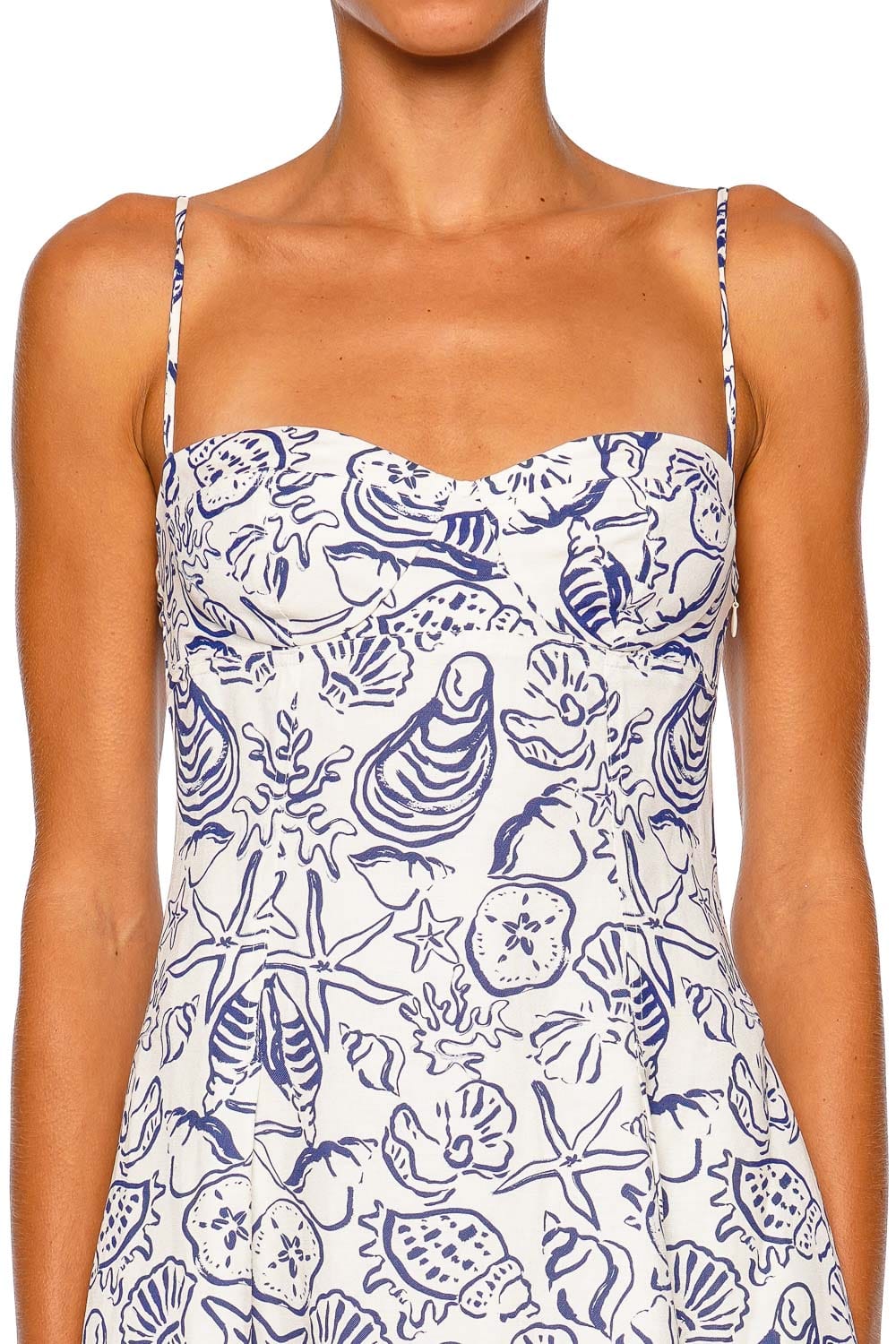 SIMKHAI Analise Blueberry Multi Strappy Bustier Midi Dress