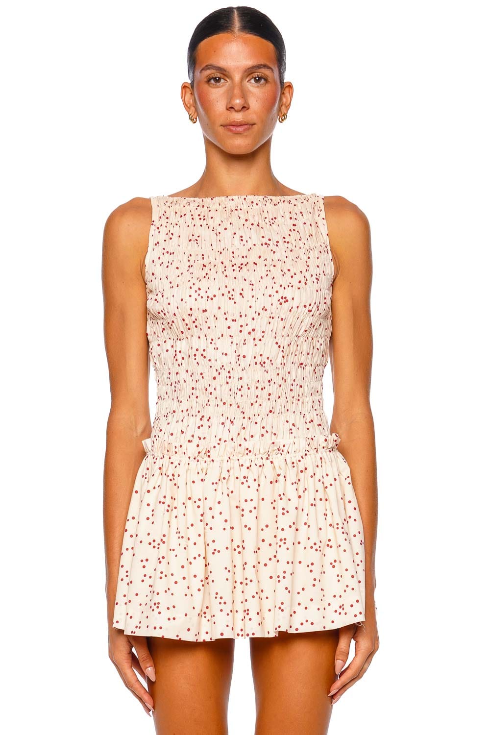 Faithfull The Brand Gala Linnea Dot Panna Sleeveless Mini Dress