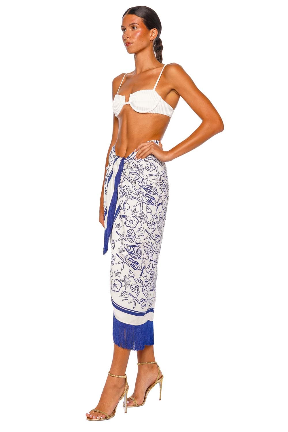SIMKHAI Russo Fringe Blueberry Multi Pareo Skirt