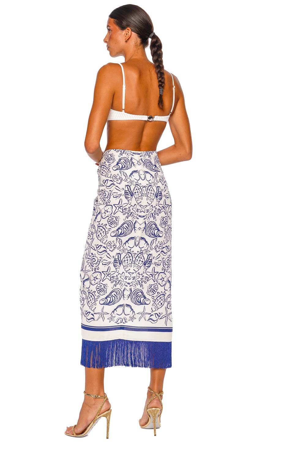 SIMKHAI Russo Fringe Blueberry Multi Pareo Skirt