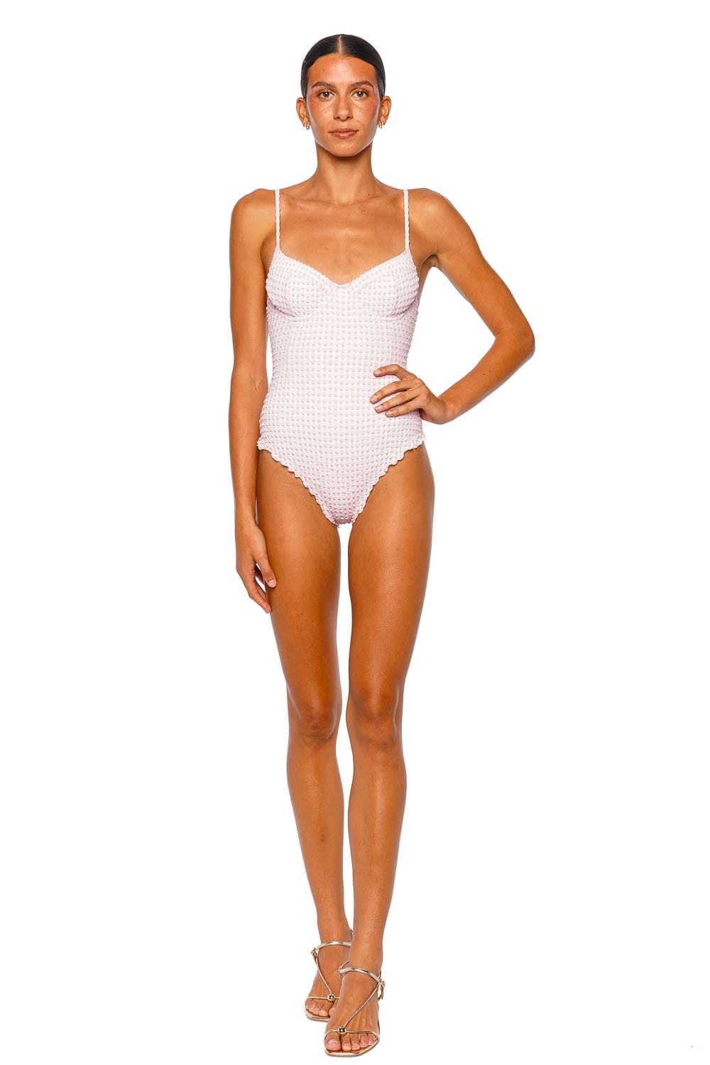 SIMKHAI Suni One Piece Swim Pink Strappy One Piece Swimsuit