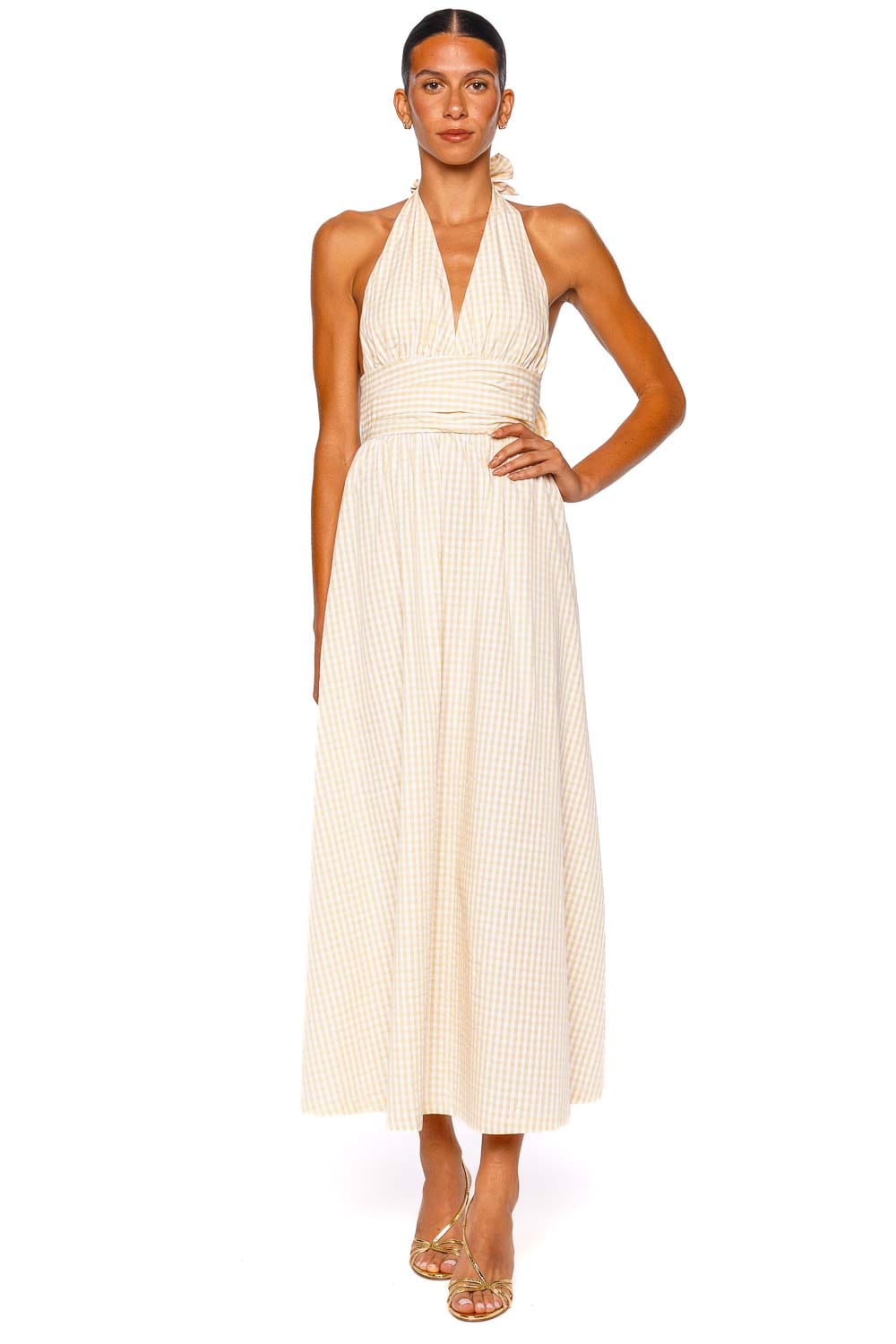 maxi gingham dress Coastal Chic Gingham Babydoll Maxi Dress Black White / L main image 1