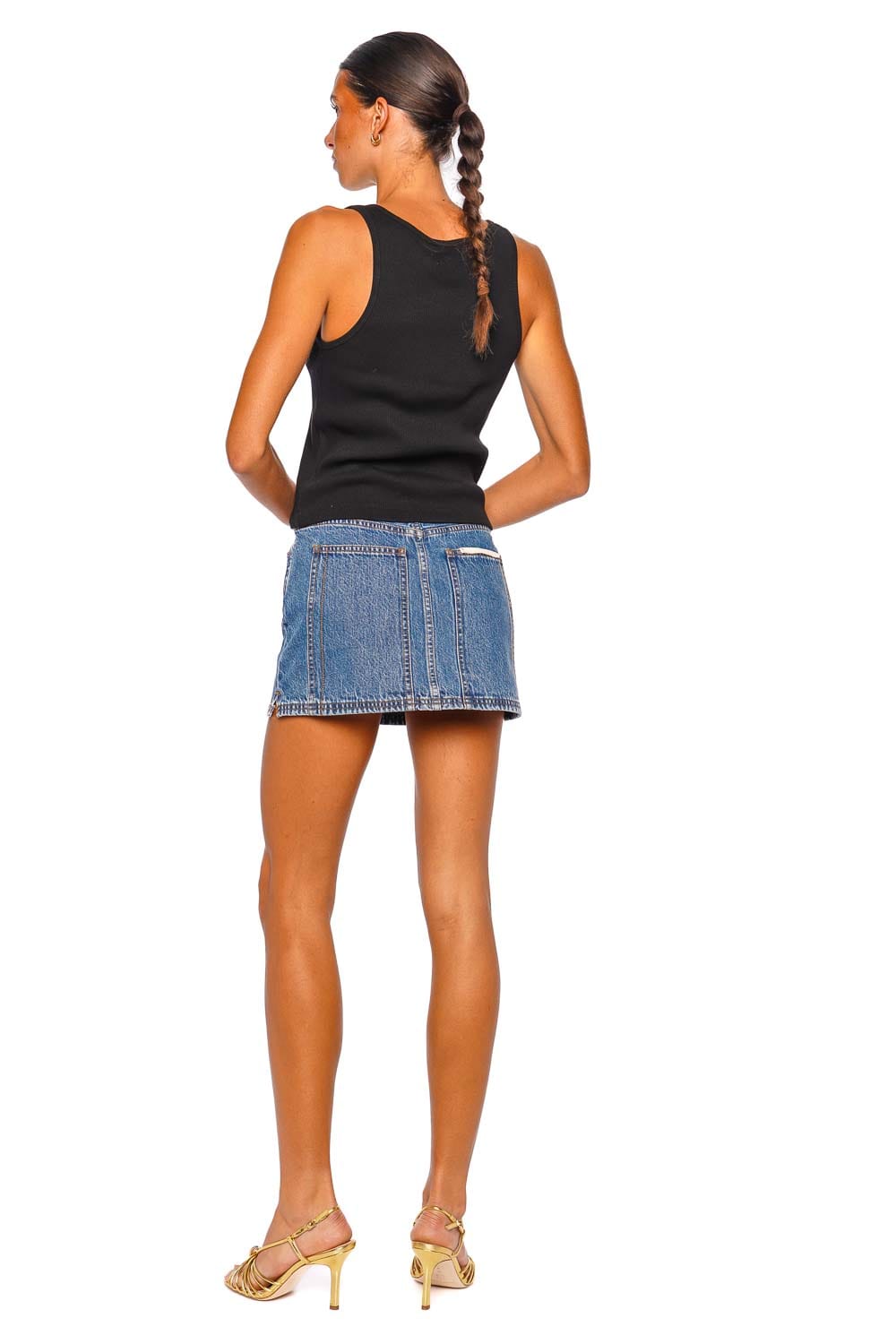Still Here Holly Classic Blue High Rise Denim Mini Skirt