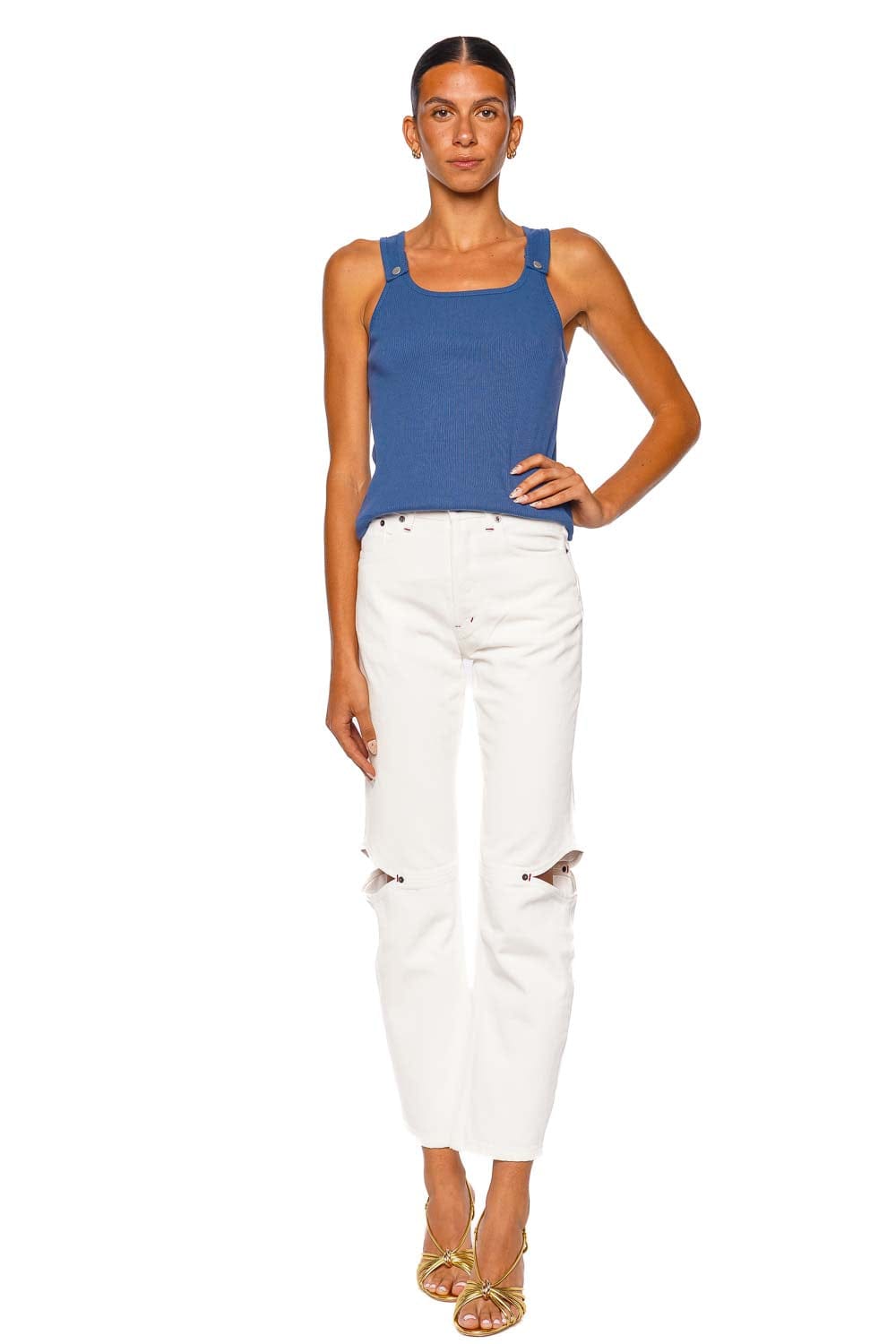 Still Here Cowgirl in Milk Milk High Rise Cutout Straight Leg Jeans